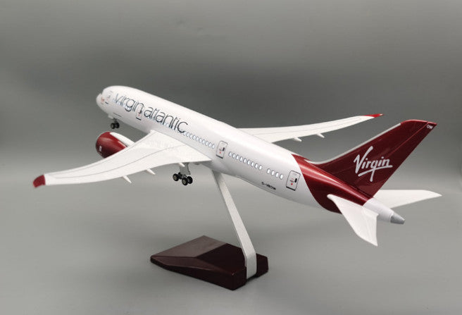 44CM Virgin Atlantic BOEING 787 Airplane Led Sound-controlled Light Resin Model