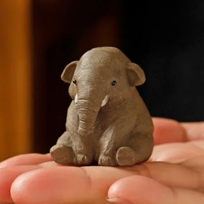 Chinese Tea Pet Kung Fu Clay Elephant 5.3cm Tea Table Ornaments Tea Ceremony