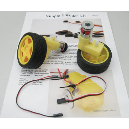 Pair of 65mm Wheels, Motors, and Encoders for Robotics Projects, 135rpm @6V