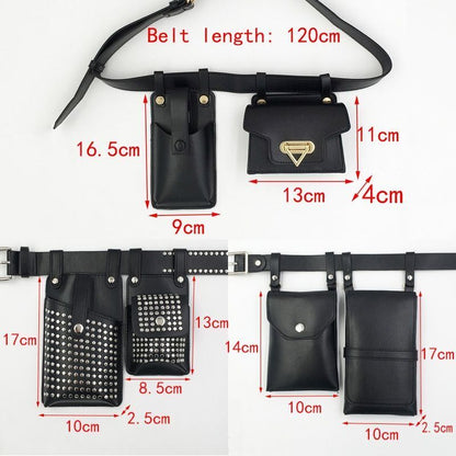 2 PCS Women Belt Bag Leather Flap Fanny Pack Shoulder Crossbody Chest Bag Purse