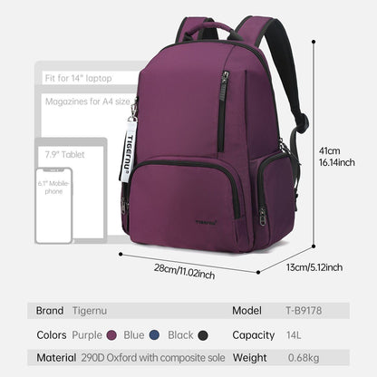 Backpack Outdoor Traveling Multi Pocket Laptop Bag Leisure School Bag 14" Laptop