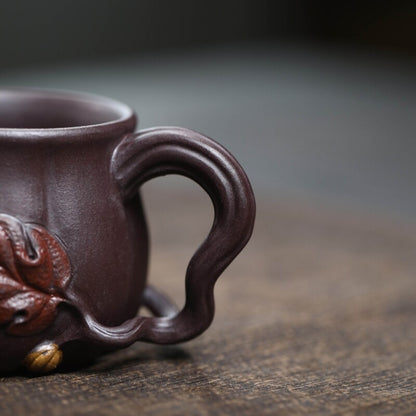 Creative Real Yixing Zisha Tea Cup With Handle 120ml Handmade Mug Pumpkin Design