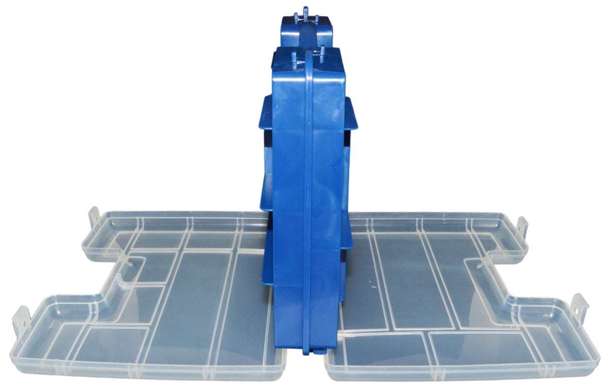 Portable Hobby Storage Box with Latching Lid & Handle, 2 Sided, 14 Compartments