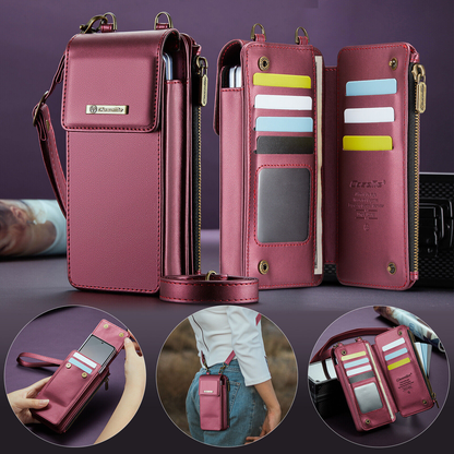 Crossbody Wristlet Wallet Case PU Leather for Samsung Galaxy Z Fold 3/4/5/6/7/8