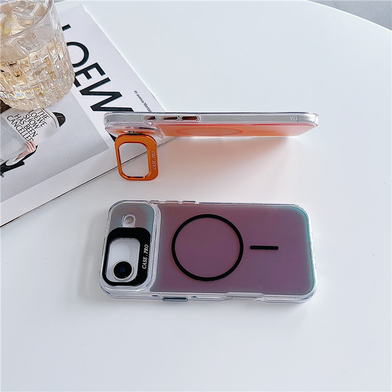 Magnetic Phone Case with Color-Changing Camera Bracket for iPhone 17 Pro Max/16