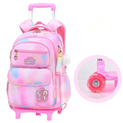 Girls Wheel School Bags Children Primary School Backpack Kids Book Bag Schoolbag