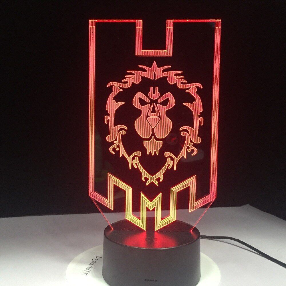 World of Warcraft 3D illusion LED Lamp Alliance Tribal Signs 7 color Night Light