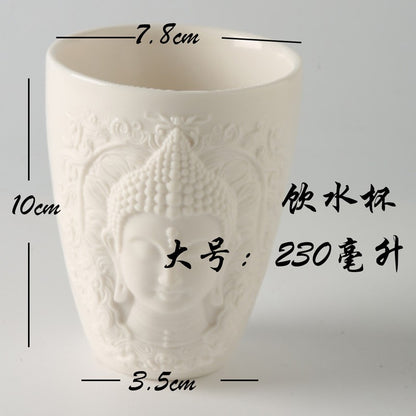 Porcelain Buddha Tea Water Cup Coffee Drinking Buddhism Zen Home Decor