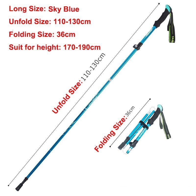 5-Section Folding Trekking Poles Nordic Walking Stick Hiking Telescopic Cane 1PC