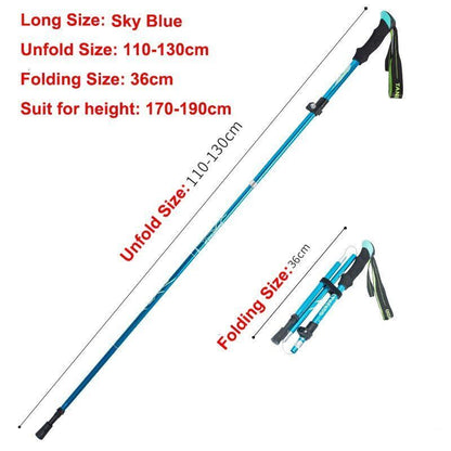 5-Section Folding Trekking Poles Nordic Walking Stick Hiking Telescopic Cane 1PC