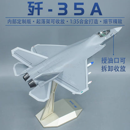 1:35 42CM AVIC J-35A Stealth Fighter Jet Plane Diecast Military Aircraft Model