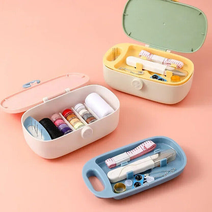 Sewing Kits Storage Box Plastic Double-Layer Knitting Needle Thread Bin 15.5x6cm