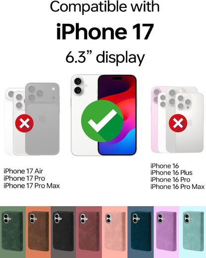 Wallet Case Compatible with Iphone 17, 6 Card Holder with RFID Blocking, PU Leat