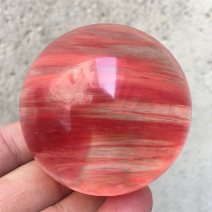 50mm+ Red Smelting Stone Quartz Sphere Crystal Energy Ball Reiki Healing Gem