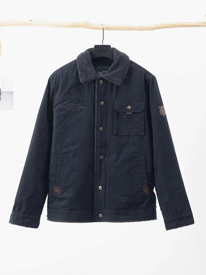 Thicken Jacket Man Warm Turndown Coats Men Solid Long Sleeves Outwears