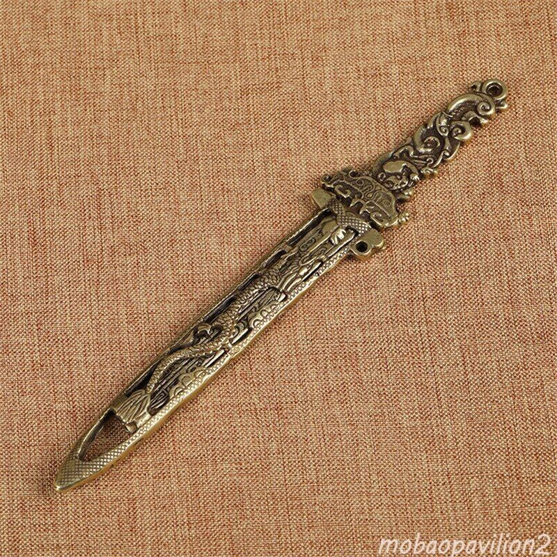 New Bronze Dragon Sword Miniature Figurines Desk Ornament Home Feng Shui Pendant