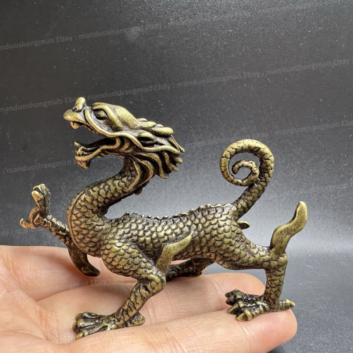Solid Brass Azure Dragon Statue Feng Shui Guardian Decor
