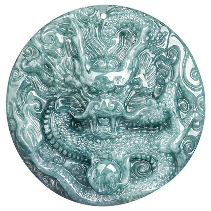 Certificate China Natural Grade A Jade Jadeite Zodiac Dragon Men Lucky Pendant