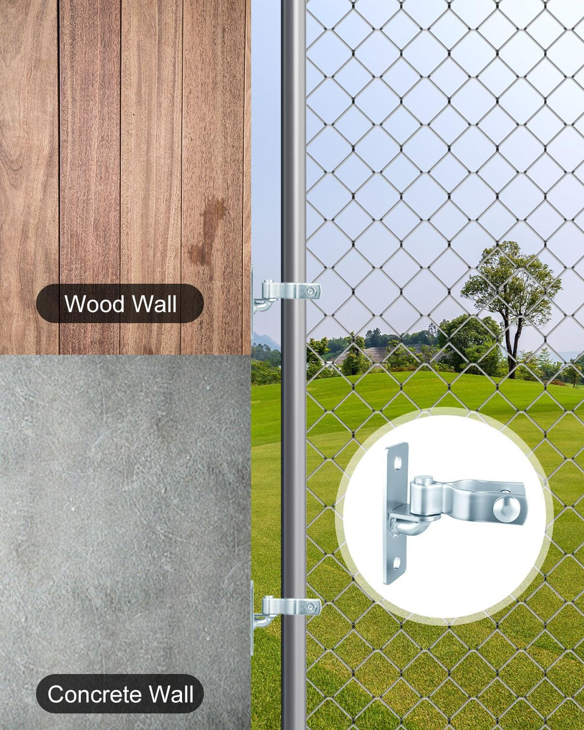2 Pair Heavy Duty Gate Hinges, 1-3/8'' Wall Mount Gate Hinge, Metal Chain Link F