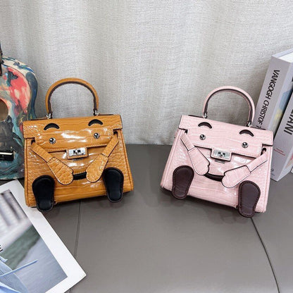 Polyester Split Genuine Leather Bag Small Shoulder Messenger Handbag 19*7*15 Cm