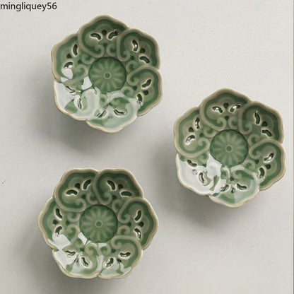 Chinese Celadon Saucer Coaster Yue Kiln Celadon Cup Saucer Tea Mat Tea Ceremony