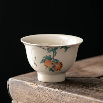 1PC Handmade Tea Cup Hand Painted Ceramic Tea Bowl Chinese Porcelain Tea Set
