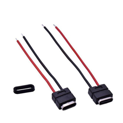 10PCS USB 2.0 Type-C Connector Welding Wire Waterproof Female Socket Charging