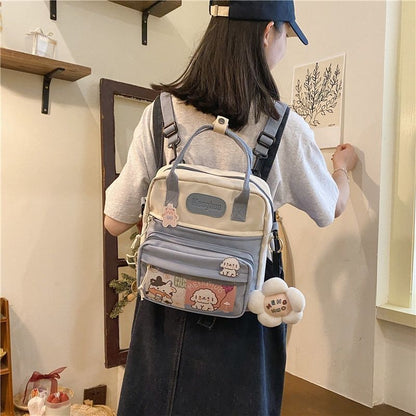 Mini Backpack Waterproof Nylon Small Shoulder Bag Flower Print Travel 24*9*26 CM
