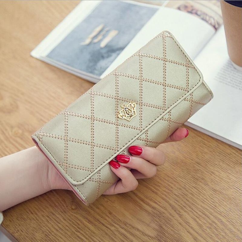 Wallets Purse Plaid Synthetic Leather Long Wallet Hasp Phone Money 19*10*3CM Bag