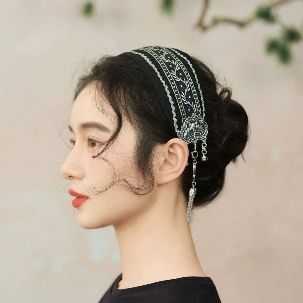 Original Vintage Ethnic Embroidered Tassel Headband