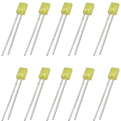 10 Pack Yellow Rectangular LEDs, Diffused Lens (5mm x 2mm x 7mm)