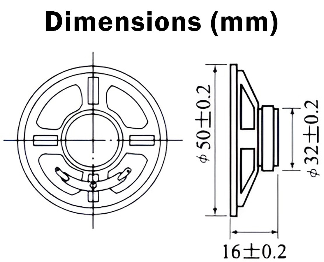 2-inch Diameter Round Speaker, 0.5 Watt, 8 ohm