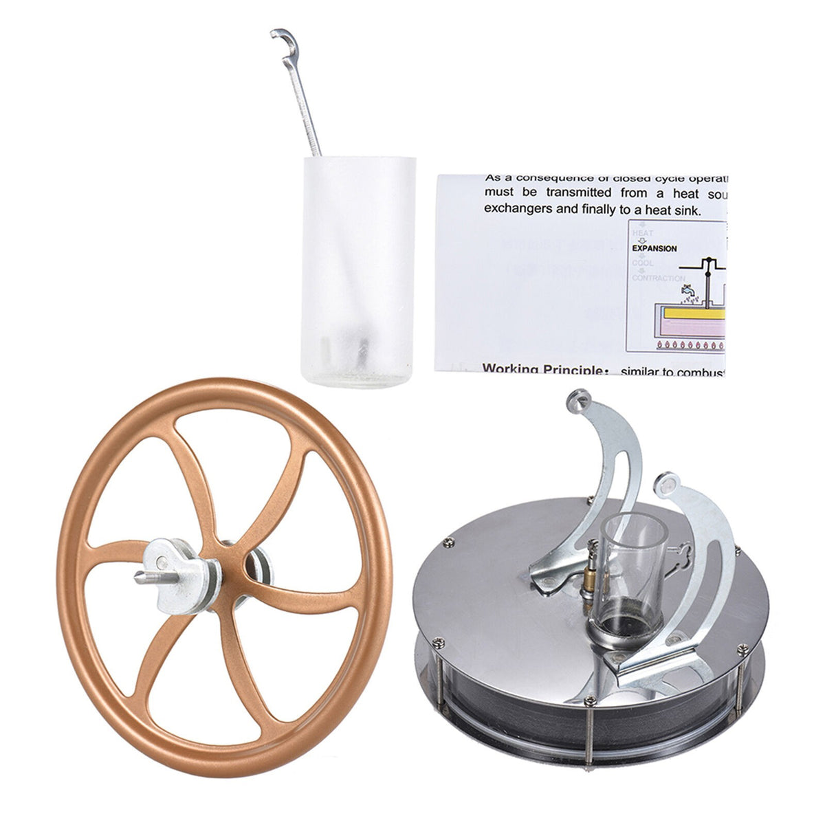 DIY Low Temperature Stirling Engine Motor Steam Heat Model Education Toy