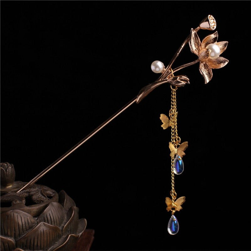 Handmade Tiara Hairpin Flower Fringe Kanzashi Step Shake Headdress Hair Clip