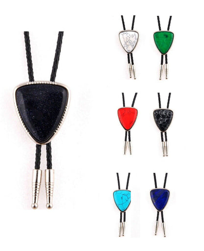 Men Bolo Ties Natural Agate Genuine Leather Rope Western Cowboy Jewelry Neckties