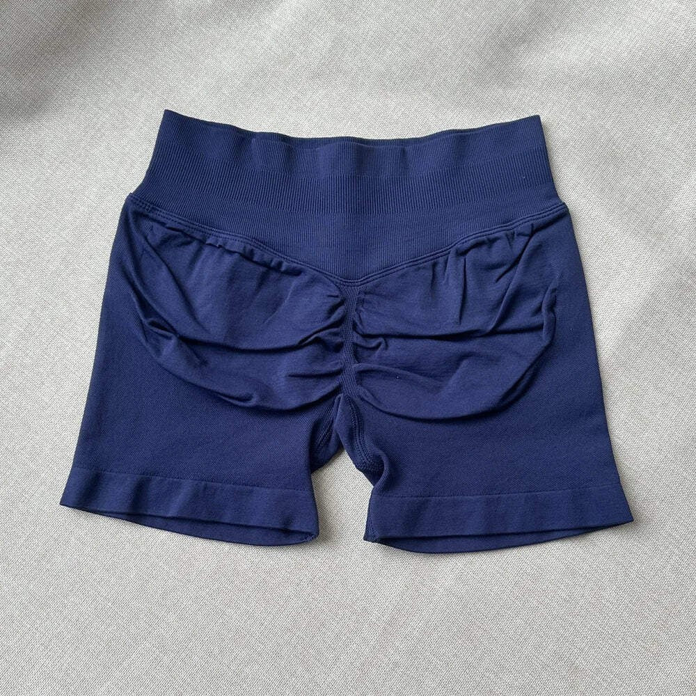 Seamless Ribbed Yoga Shorts Scrunch Lift
