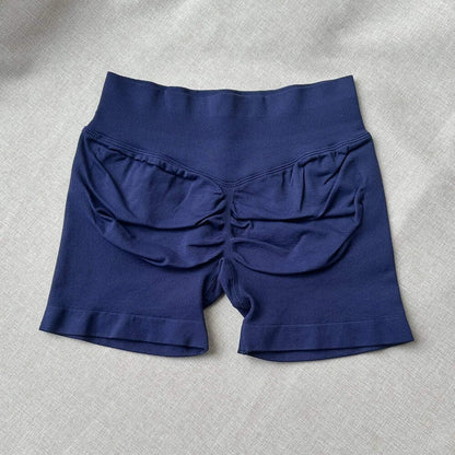 Seamless Ribbed Yoga Shorts Scrunch Lift