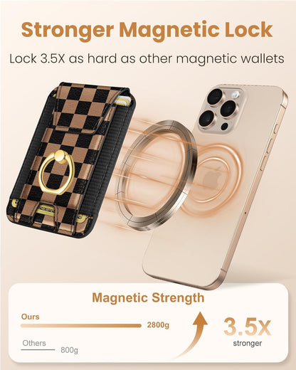 Compatible with Magsafe Wallet with Ring Grip Magnetic Card Holder - Cute Phone