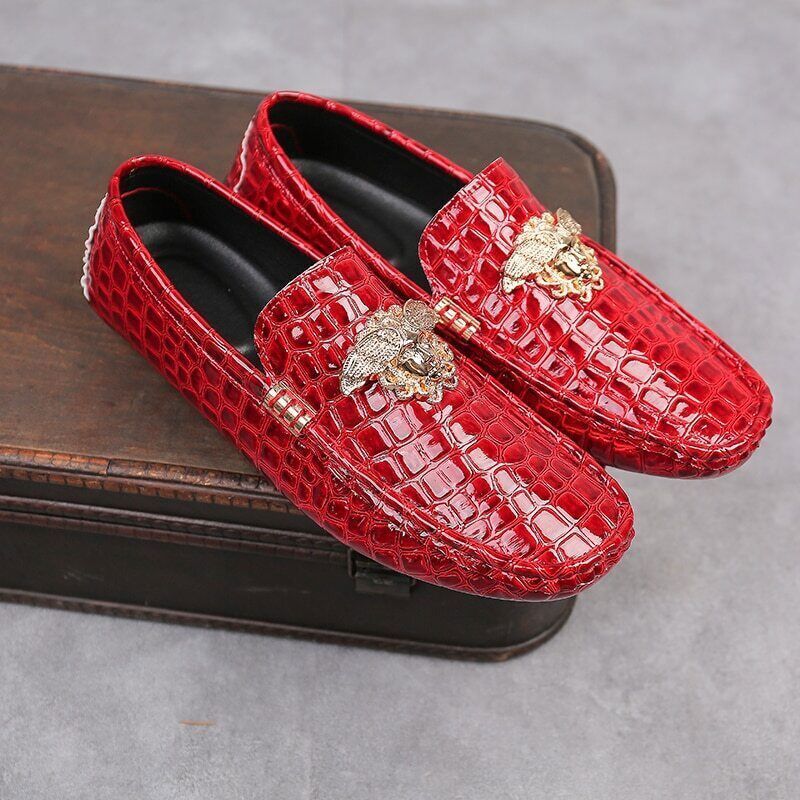 Men's Leather Shoes Loafers Red Flat Shoes Women's Shoes Men's Shoes