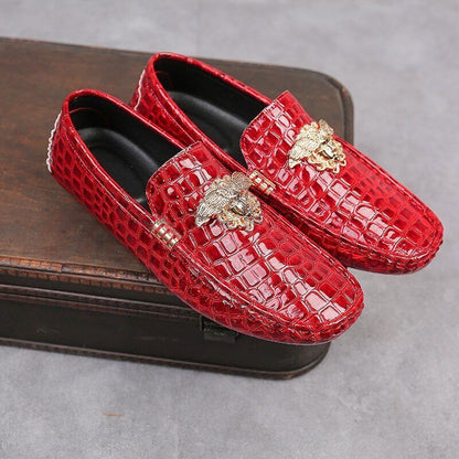 Men's Leather Shoes Loafers Red Flat Shoes Women's Shoes Men's Shoes