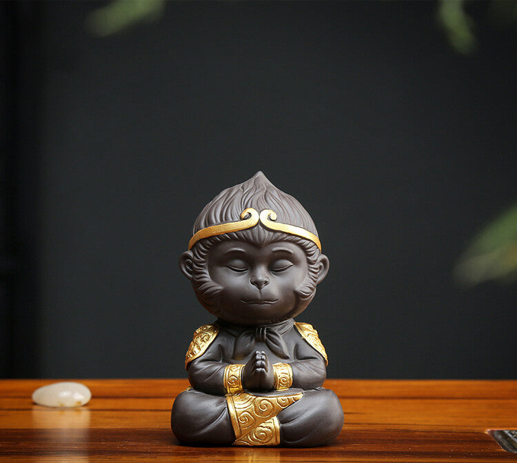 Chinese Purple Clay Kung Fu Tea Set Tea Pet Monkey King Tea Accessories Home Pet