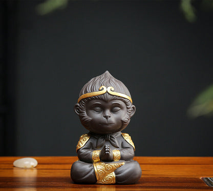 Chinese Purple Clay Kung Fu Tea Set Tea Pet Monkey King Tea Accessories Home Pet
