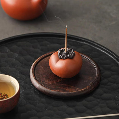 Ceramic Persimmon Incense Burner Tea Pet 4.4cm Tea Play Kungfu Tea Ceremony