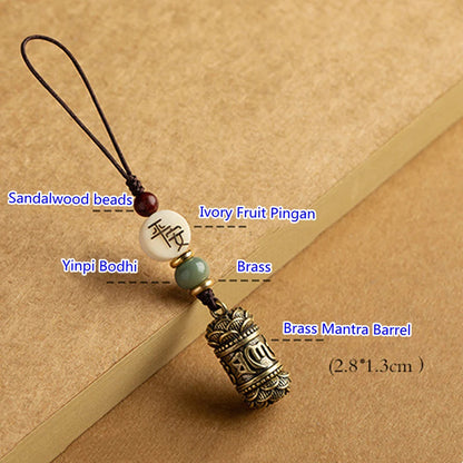 Brass Six Words Mantra Buddha Box Sutra Pendant Buddhist Car Keychain Handmade