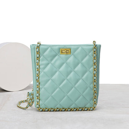 Small Quilted Sheepskin Leather Shoulder Bag Tote Chain Strap Handbag Fashion