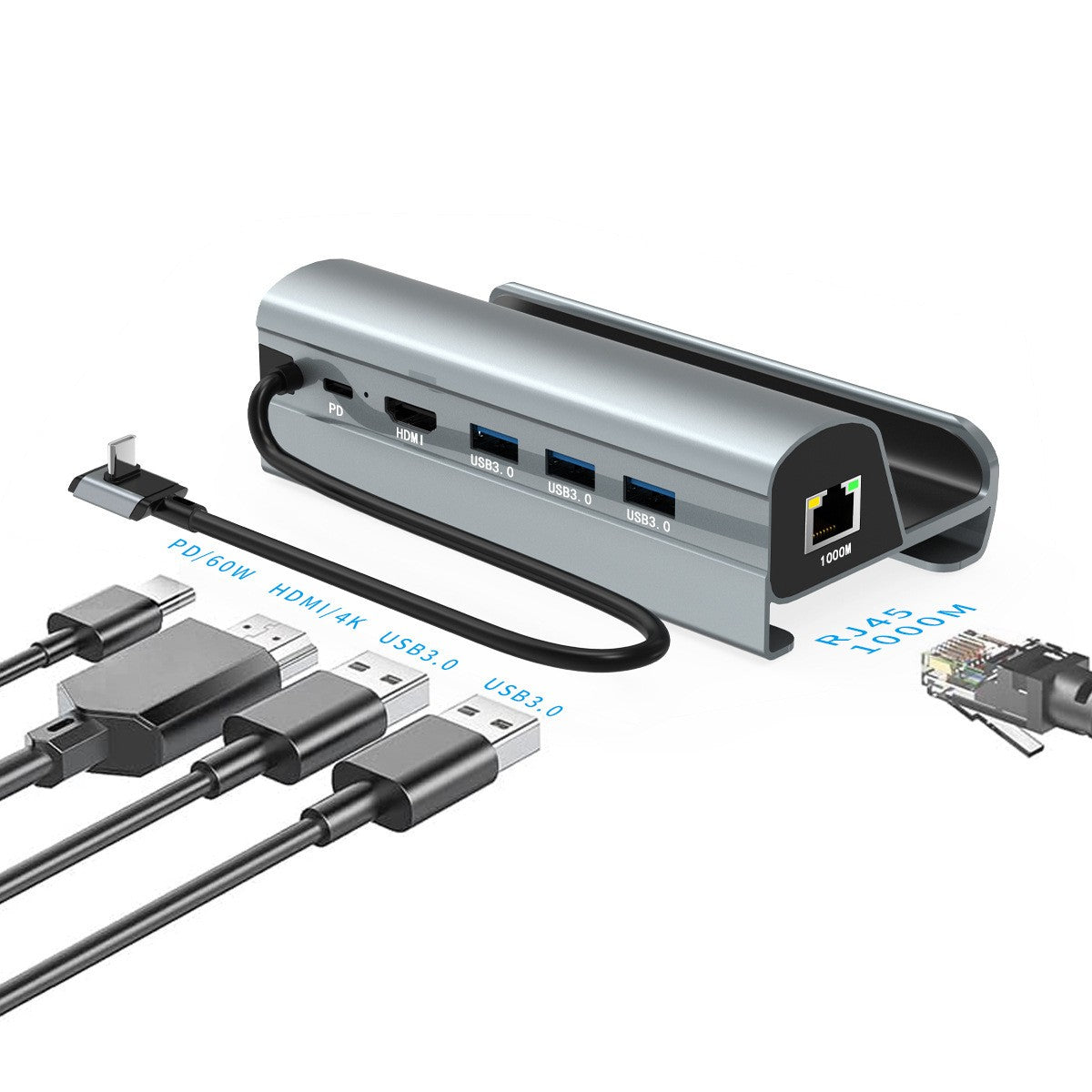 Steam Deck Gaming Console Base 6-in-1 Expansion Dock Supporting Nintendo 4K 60Hz