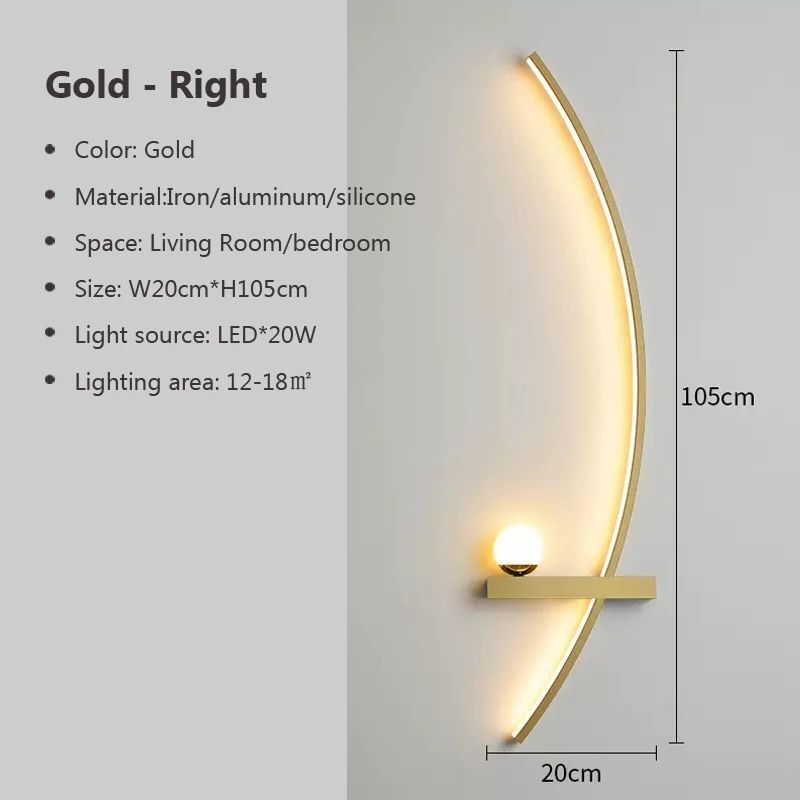 LED Wall Lamps Modern Black Gold Interior Nordic Art TV Home Decor Sconce Lights