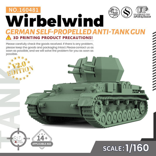 SS160481 1/160 Military Model Kit German Wirbelwind Self-Propelled Anti-Tank Gun