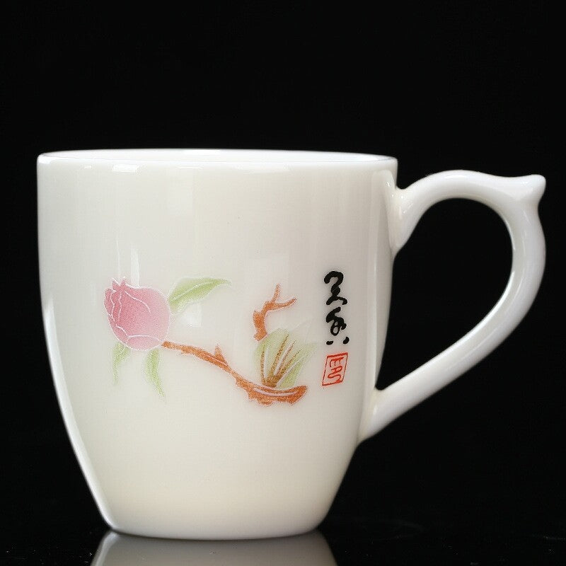 On Sales Porcelain Teacup With Handle Chinese Office Cup Ceramic Butterfly 100ml