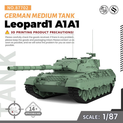 SSMODEL SS87702 1/87 HO Scale Railway Military German Leopard 1A1A1 Medium Tank